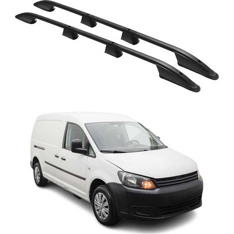 OMAC Barres de Toit longitudinales pour VW Caddy 2010-2015 L2 Long Aluminium Noir (1/5)
