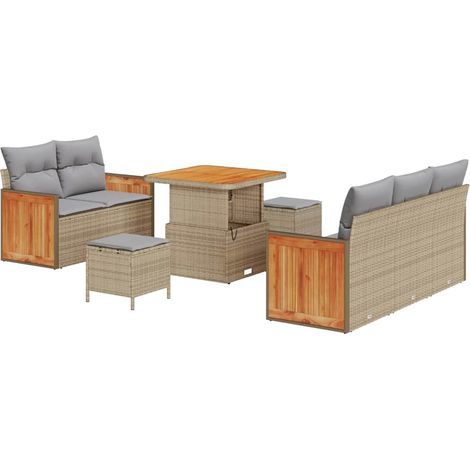 Maison Exclusive - Gartensofa-set mit Kissen 10 pcs Beige und Hel