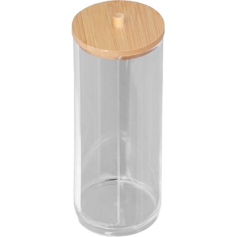 Boîte de rangement transparente pour cotons-tiges, disques démaquillants, accessoires de bureau, bijoux et pinceaux (1/5)