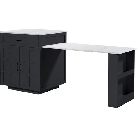 Tavolo da bar estensibile con contenitore in MDF nero 133-202x70x93,5 cm (1/5)