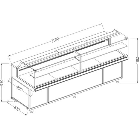 Comptoir vitrine neutre boulangerie en et GN vitre basse - Diamond