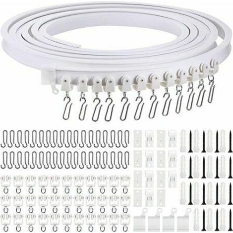 Filiyano-Tringle à rideaux de plafond incurvée et pliable de 5 mètres, souple, avec crochets métalliques (1/5)