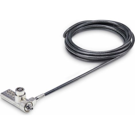StarTech.com Paquete de 10 Candados K-Slot de Llave y Clave Numérica para Portátil - Cables de Seguridad de Acero de 2m Antirrobo de Combinación y la Misma Llave para Portátil (1/4)