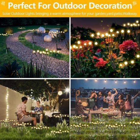 Lampe solaire de jardin Firefly - - 13 LED - Jaune - Blanc Chaud - IP65 étanche (1/4)