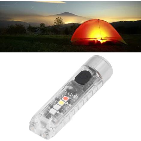 Multifunktionale und tragbare Schlüsselanhänger-Taschenlampe mit 10 Beleuchtungsmodi, 5 LEDs, weißem, rotem, blauem und violettem Licht, magnetischem Sockel, per Mini-USB wiederaufladbarer Schlüsselan (1/5)