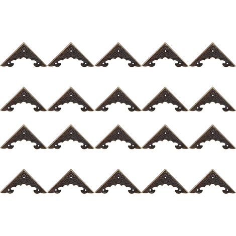 20 pièces protecteurs d'angle en bois pour boîte à bijoux, couvre-bords décoratifs bronze 40x40x4mm (1/5)