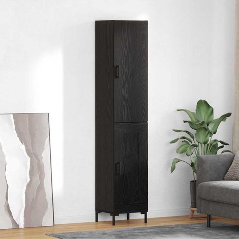 Highboard Schwarz Eichen-Optik 34,5 x 34 x 180 cm Holzwerkstoff