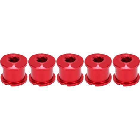 vis de plateau VTT en aluminium 7075, jeu de boulons de pédalier double plateau, disques rouges. (1/5)