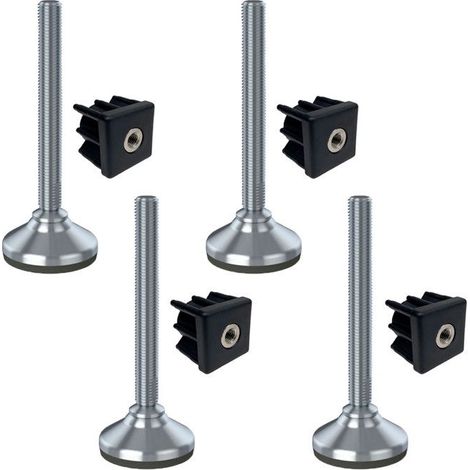 materiel cantiere 16x150x65mm pied inossidabile, base con pattino in gomma + inserti 40x40x2mm - Insieme di 4