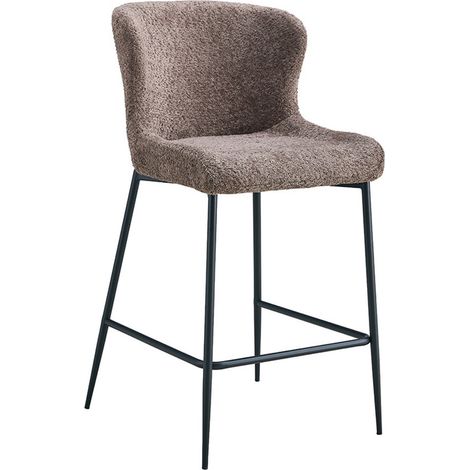 Sedia da banco LISE – Tessuto bouclé colore sabbia – Gambe in metallo nero – Stile design/industriale