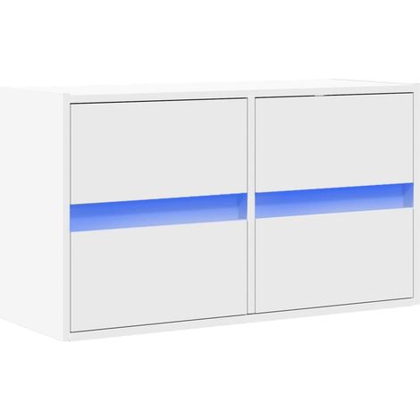 Mobile TV multimediale scaffale per televisione televisione buffet sala da pranzo soggiorno camera da letto a parete con luci a LED 80 x 31 x 45 cm bianco 020027918