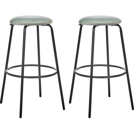 Set mit 2 Barhockern MORTON Samtstoff Mintgrün