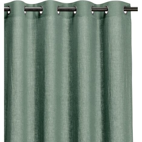 Rideau de Fenêtre en Lin Lavé Finition Stonewash à Oeillets Coloris Thym 140 x 280 cm - PANGIVO