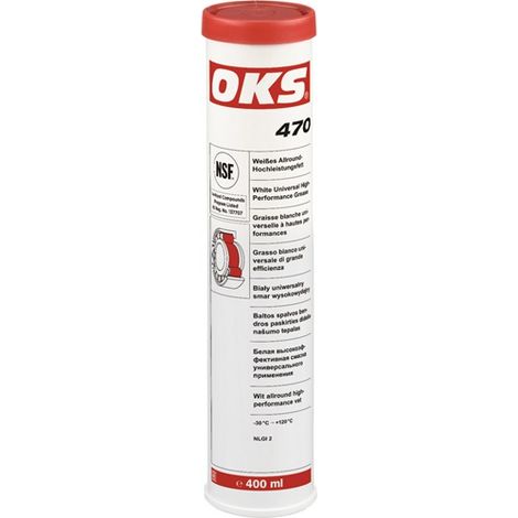Weißes Allround-Hochleistungsfett OKS 470 weiß NSF H2 400ml Kartusche OKS (1/5)