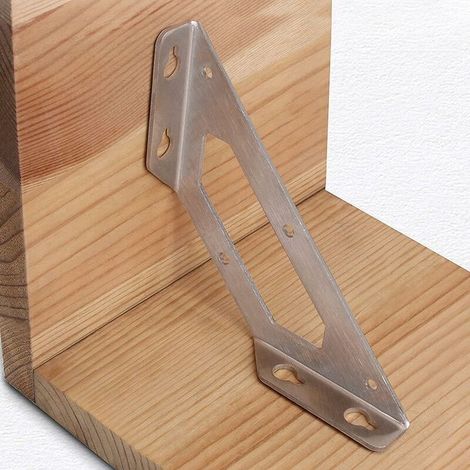 JSSEVN - Wall Shelf Brackets, Heavy-Duty Metal Shelf Brackets, Stainless Steel Triangular Shelf Supports for Kitchen, Office, and Shelves, 4 Pieces (1/2)