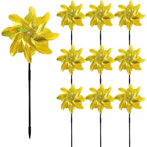MINKUROW 10 Pezzi Scaccia Uccelli Girandole, Girandola Frutteto, Mulino A Vento Repellente Per Uccelli Riflettente, Scaccia Uccelli Frutteto, Mulino A Vento Riflettente, Scaccia Uccelli Riflettente Sc (1/5)
