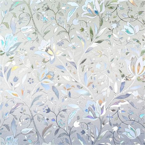 Film de Vitre Décoratif et Protection Intimité Anti-UV Film de fenêtre Motif Floral de Tulipes 3D Sticker Fenêtre Épais 60x400cm