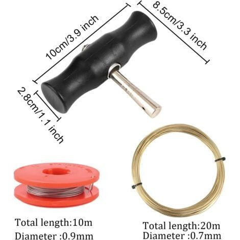 5 Pièces Outils de Dépose de Pare-Brise Universel Outils pour Pare Brise de Voiture Fil de Coupe de Verre 3pcs Fils de Coupe et 2 pcs Poignées de Vitre pour Fenêtre de Pare-Brise (1/3)