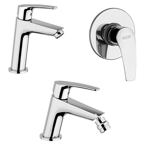Set Rubinetti Jacuzzi per lavabo e bidet senza scarico e doccia incasso serie Lucente cromato (1/5)