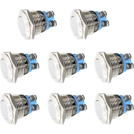 Momentanés Metal Commutateur de Bouton Poussoir 12V 8PCS 16mm pour Marine Étanche Voiture RV Truck Boat (1/4)