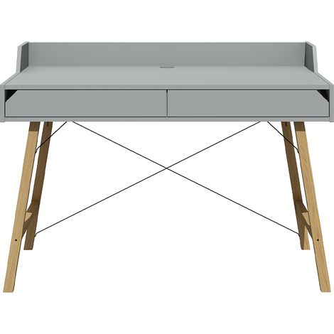 Schreibtisch mit 2 Schubladen, Grau, 60cm