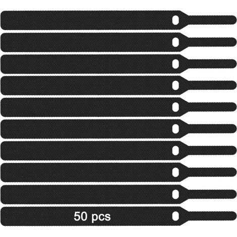 Lot de 50 Attaches Câbles, 12145MM Serres-Câble,Ties Straps Réutilisables Réglable (noir)