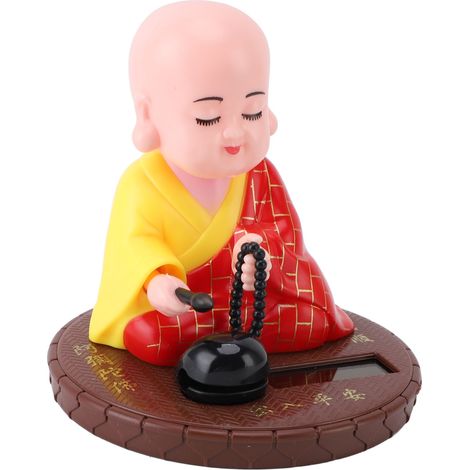Petite statuette de moine solaire aux couleurs vives raffinée ornement tableau de bord auto déco maison (1/5)