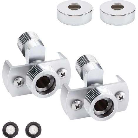 2 Pièces Adaptateur Pommeau Douche, Adaptateur de Robinet de Douche Réglable, Laiton Rotule Pivotante, pour Régler Vanne Eau et Résoudre Problème de Fuite (1/5)