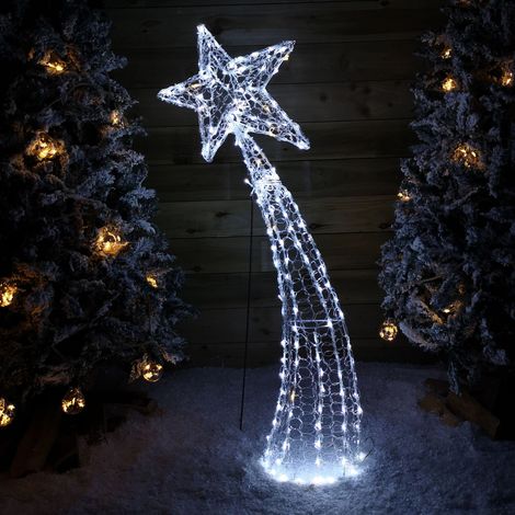 1.2m Light up Soft Acrylic 2D Shooting Christmas Star with 200 LEDs in White & Warm White (1/5)