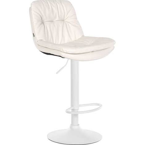 Sgabello alto x1 per cucina e bar con seduta morbida in similpelle bianco scuro struttura in metallo bianco 100005801