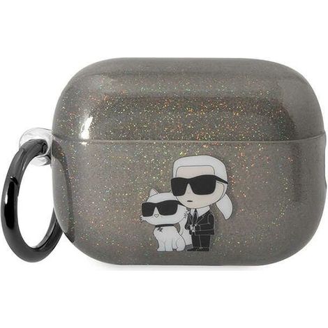 Cover Karl Lagerfeld KLAP2HNKCTGK per Airpods Pro 2 (2022/2023) nera/nera glitterata Karl&Choupette (1/4)