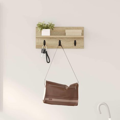 Perchero de pared con estante Roble Sonoma 40 x 10.5 x 18 cm vidaXL (1/5)