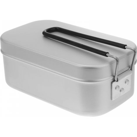 BEBUSINGOTO Aluminium-Lunchbox mit Deckel, Lebensmittelbehälter, Lunchbox für Camping-Picknick im Innen- und Außenbereich (Silber) (1/5)