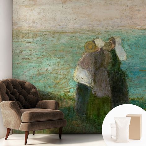 Papier peint intissé mural pour salon chambre à coucher tendance et originale - Colle incluse gratuite Reflet en bord de mer 250x250 cm (1/5)