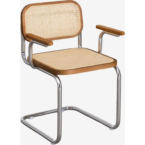 Set di 4 sedie da pranzo con braccioli in rattan e acciaio Tento SKLUM            
