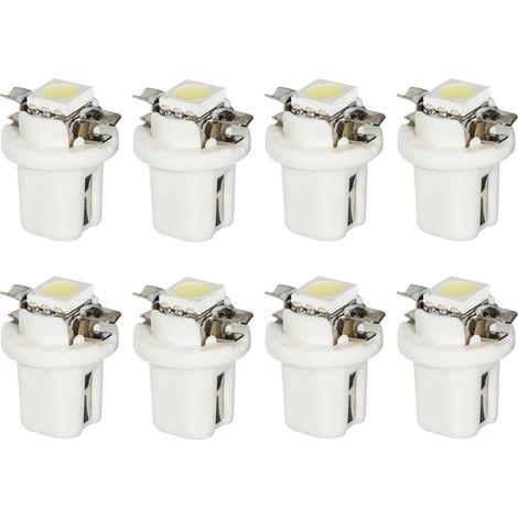 10 pièces Led tableau de bord de voiture grande lumière Auto jauge vitesse tableau de bord ampoule tableau de bord cale intérieur lampe B8.5 5050 1smd Auto (blanc)