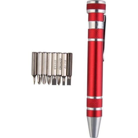 Tournevis Torx - 8 Embouts Intégrés - Alliage D'Aluminium - Compact 13 x 110 mm - Pour Réparation Électronique Et Précision - 1 Pièce (1/4)