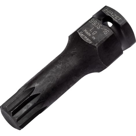 Douille mâle à chocs 990S-16LG ∙ Carré creux 12,5 mm (1/2 pouce), 6 pans extérieurs 24 mm ∙ Profil denture multiple intérieur XZN ∙ 75 mm HAZET (1/4)