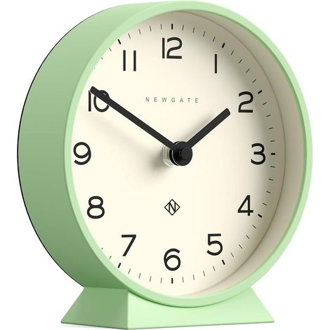 Horloge de Bureau Mantel Echo Conception Moderne de la Ronde Néo Vert Menthe des nombres faciles à Lire Style Contemporain pour Bureau, Table, étagère ou Table de Chevet (1/5)