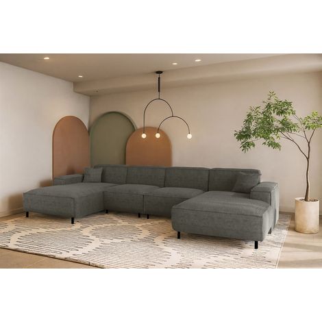 Wohnlandschaft Sofa U-Form GLORIA in Stoff Scala Anthrazit