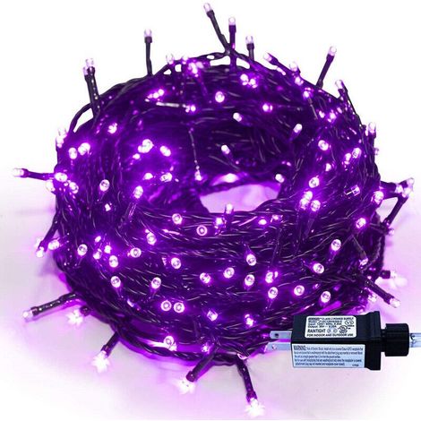 Guirlande lumineuse violette pour décoration d'Halloween, 20 m, 200 LED, éclairage d'extérieur, 8 modes, étanche, pour Thanksgiving, chambre, arbre, mariage, fête, jardin [Classe énergétique F] (1/3)