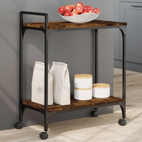 Chariot de cuisine chêne fumé 60,5x31x72,5 cm bois d'ingénierie vidaXL (1/5)