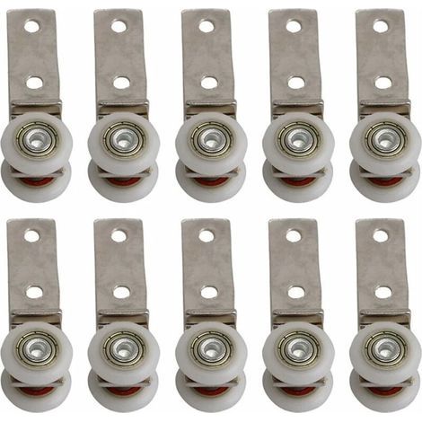 10 pack 1,9 cm Coude de conduit en métal Roulement Bloc de poulie avec deux Plastique de roue pour porte coulissante fenêtre Cabinet (1/4)