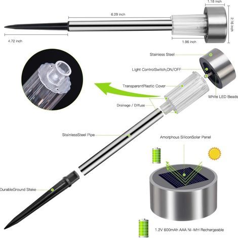Lampe Solaire Exterieure Jardin 12PCS Lampe Jardin LED au Sol Etanche IP65 Décoration Eclairage Solaire Extérieur Pour Chemins Pelouse Terrasse Automatique Rechargeable (Ancien modèle) (1/4)