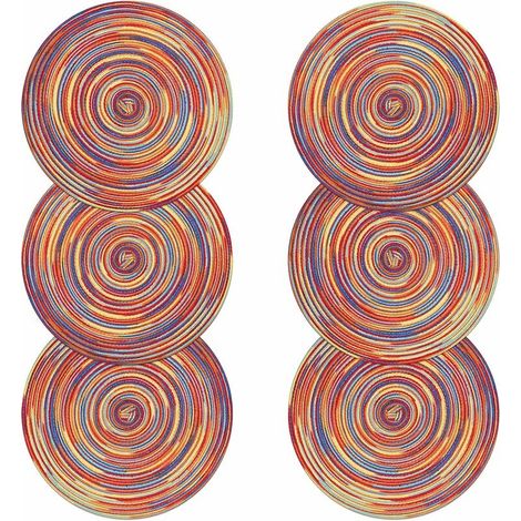 royaluxe - Sets de Table Coton Tressé Lot de 6 Set de Table Rond Lavable Résistantes à la Chaleur Set de Table Noël Antidérapant Napperon Décoration 38x38cm, (1/5)