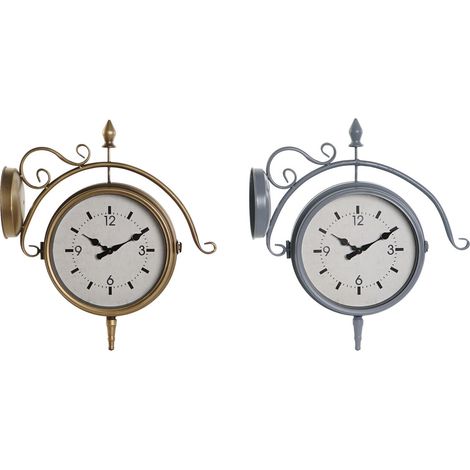 Wanduhr dkd homedecor 43 x 14,5 x 47 cm Glas grau gold traditionell Eisen (2 Stück) (1/4)