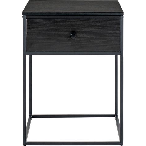 Tavolino Vita con cassetto in MDF e acciaio nero 40x40x55 cm