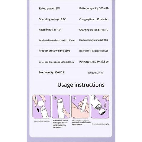 Rasoir électrique 2 en 1 pour femmes, épilation indolore, épilateur rechargeable pour le corps et la barbe. (1/5)