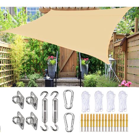 (Jaune) Toile pare-soleil 23M, store de jardin imperméable, avec kit de fixation et corde, protection UV, convient aux jardins, pavillons (1/5)