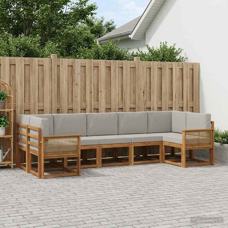 vidaXL Outdoor-Sofagarnitur 7 Stk. Natürlich und Hellgrau (1/5)